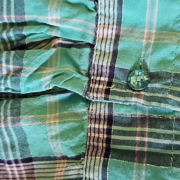Western shirt, women's size 22/24. 2 pockets Jewel buttons. Tourqwise plaid. - Picture 6 of 8